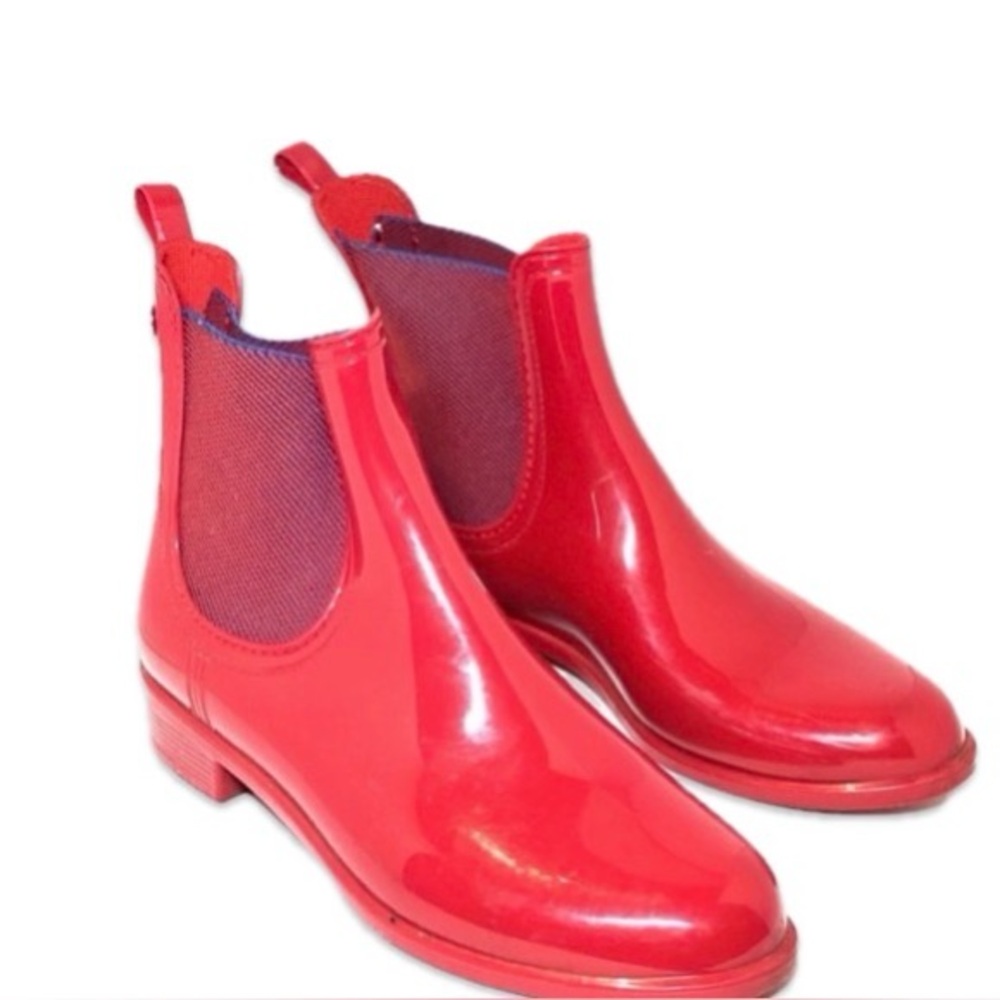 EUC IGOR Red Women's Pull On Chelsea Rain Boots Sz 38 From Germany
